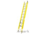 Fiberglass extension ladder with rope